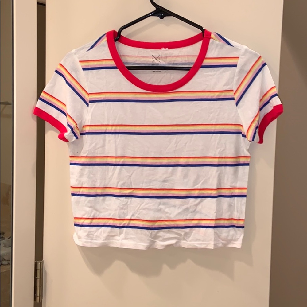 Pacsun Basics Rainbow Striped Crop top
